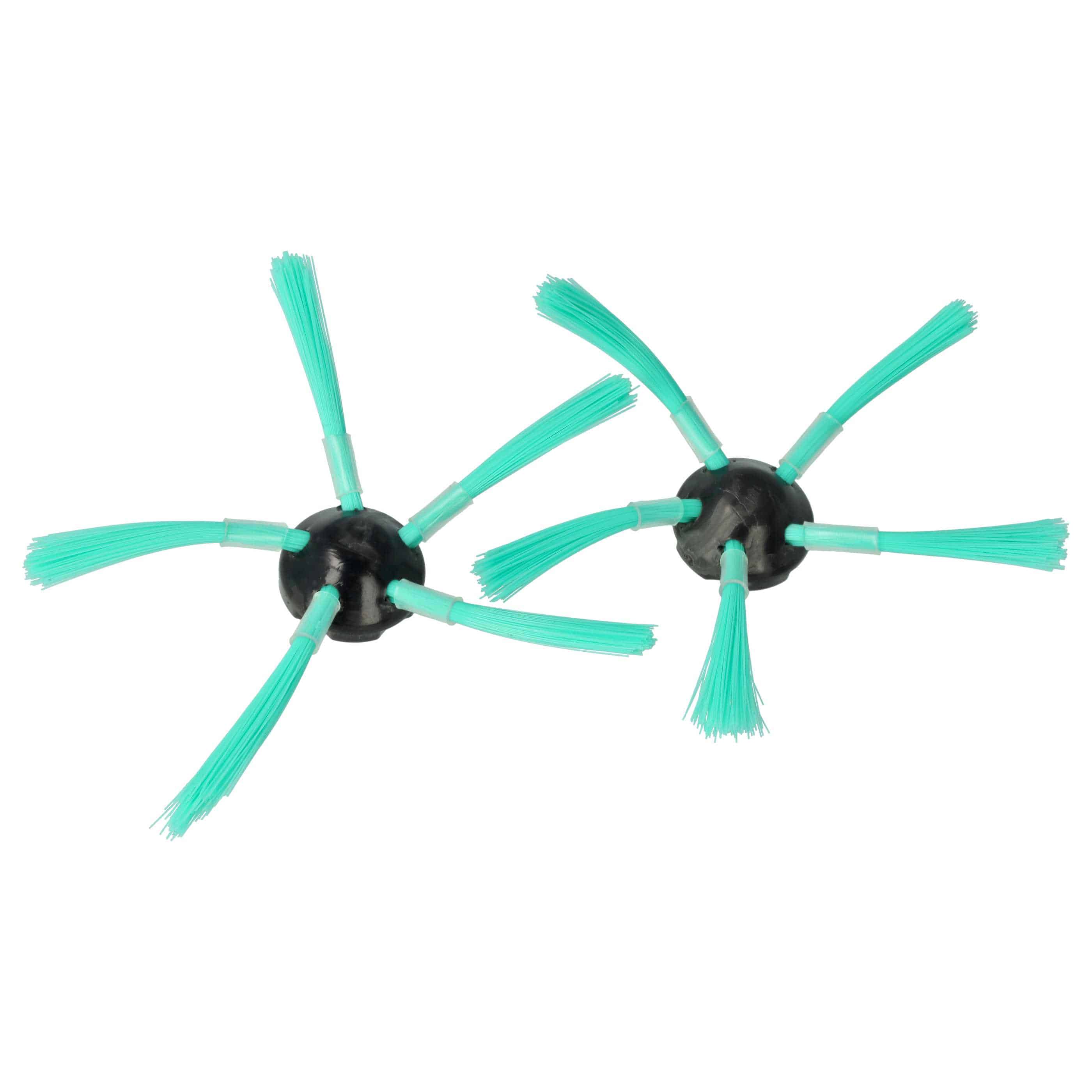 2x cepillo lateral 5 brazos para robot aspirador Vorwerk kobold VR-300, VR300, VR-7, VR7 - negro / verde